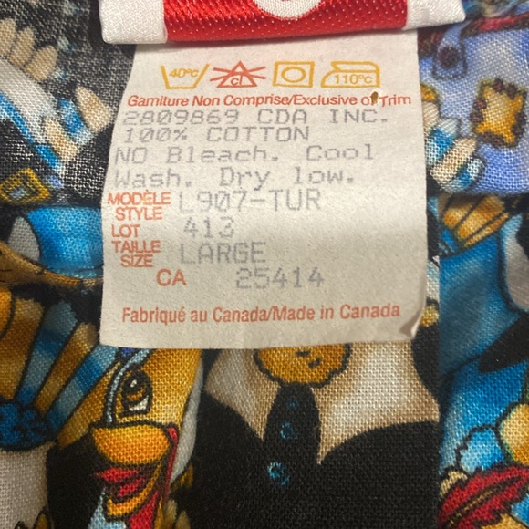 White Cross Pilgrim Turkey Thanksgiving Scrub Top, Long Sleeve, Size Large - Picture 7 of 7